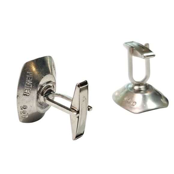 Vintage Jorgen Jensen Denmark Pewter & Green Glass Cufflinks - Picture 4 of 4